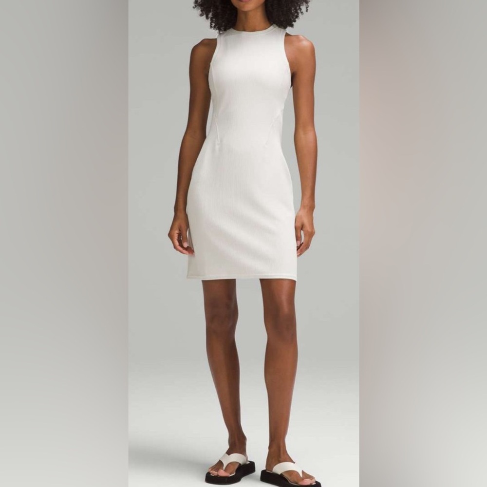 NWOT Lululemon Ribbed Softstreme Slim-Fit Tank Dress Bone